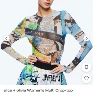 Alice + Olivia Colorful Graphic Mesh Top. Size XS/TP